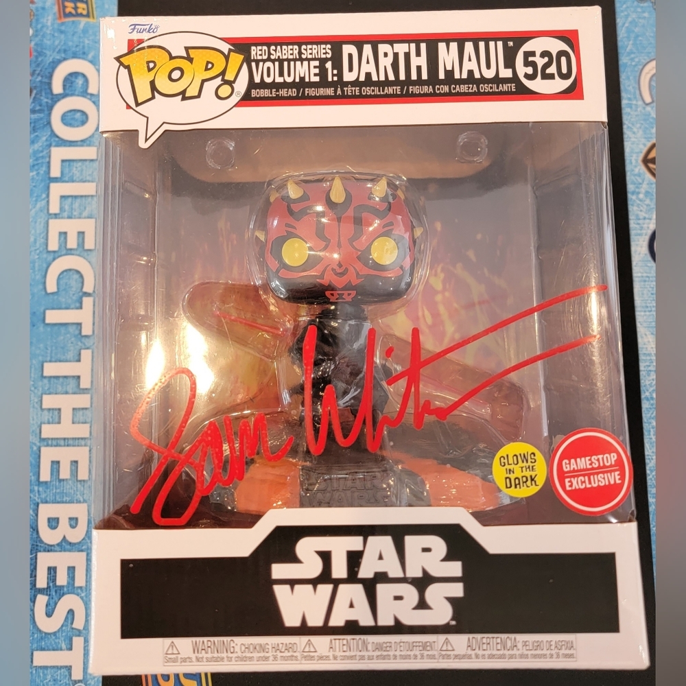 Sam Witwer signed Darth Maul 5" Funko Pop #520 (Glow In the Dark) Comes with JSA